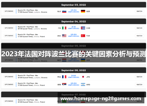 2023年法国对阵波兰比赛的关键因素分析与预测