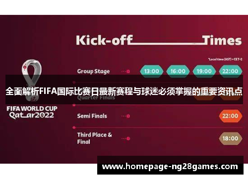 全面解析FIFA国际比赛日最新赛程与球迷必须掌握的重要资讯点