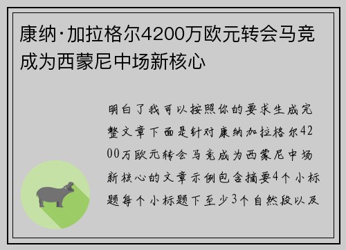 康纳·加拉格尔4200万欧元转会马竞 成为西蒙尼中场新核心